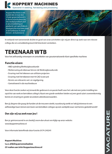 Vacature Koppert Machines