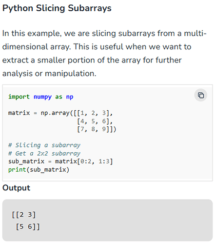 geeksforgeeks Python Slicing Subarrays