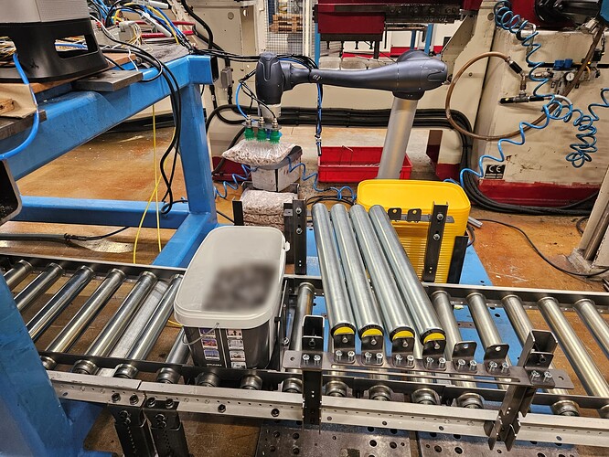 Robot in process of placing an accessory bag