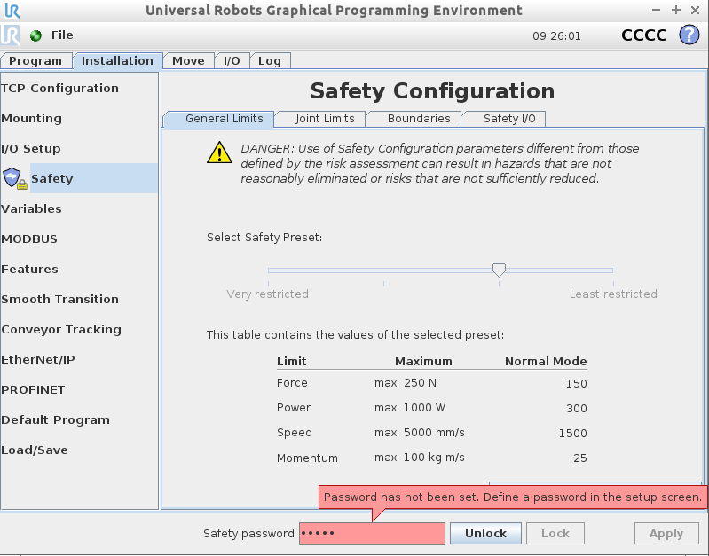 Universal Robot Safety - questions - RobotExchange