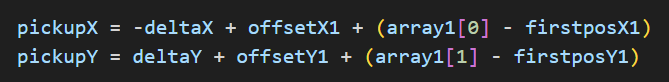 Formula of pickup coordinates